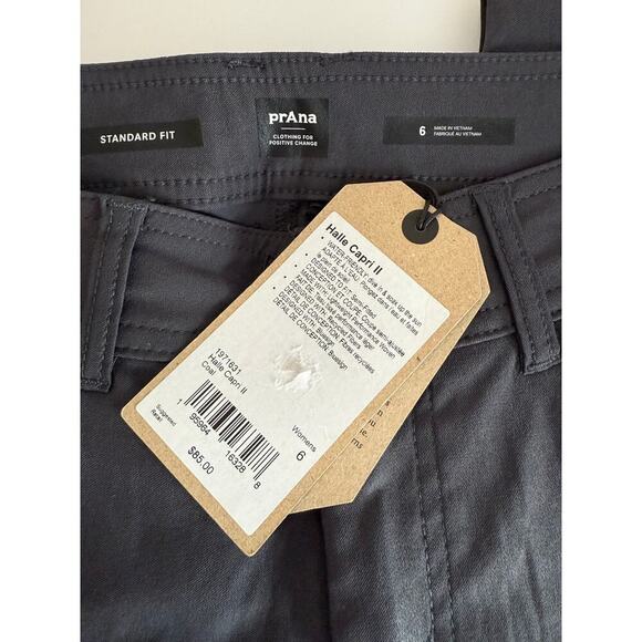 prAna Halle Capri II Women’s Sz 6 Coal Gray Performance Hiking NWT Roll Up Crop - Picture 11 of 11